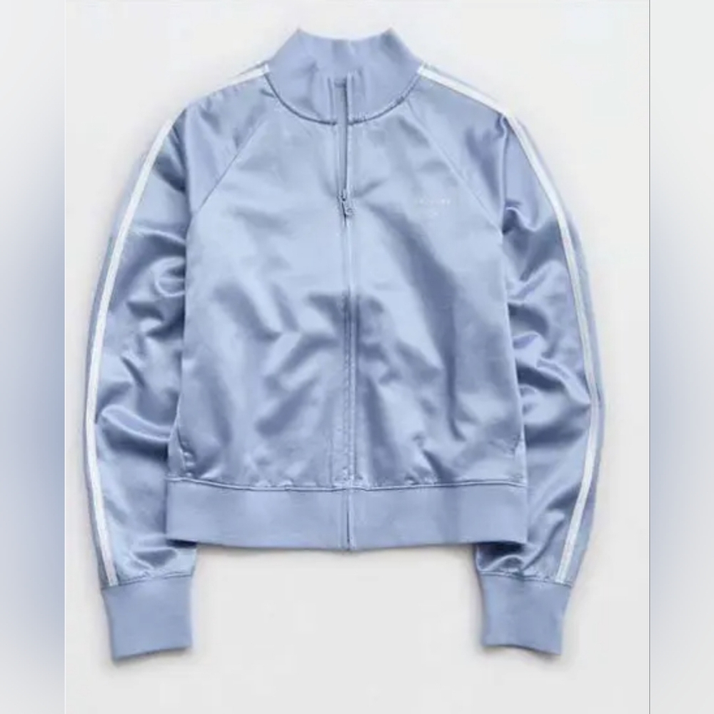Aerie Satin Track Jacket Monaco Blue